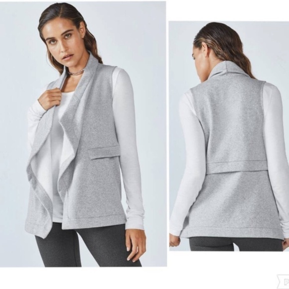 Fabletics Grey Mina Open Waterfall Vest Sz S EUC - Picture 1 of 10